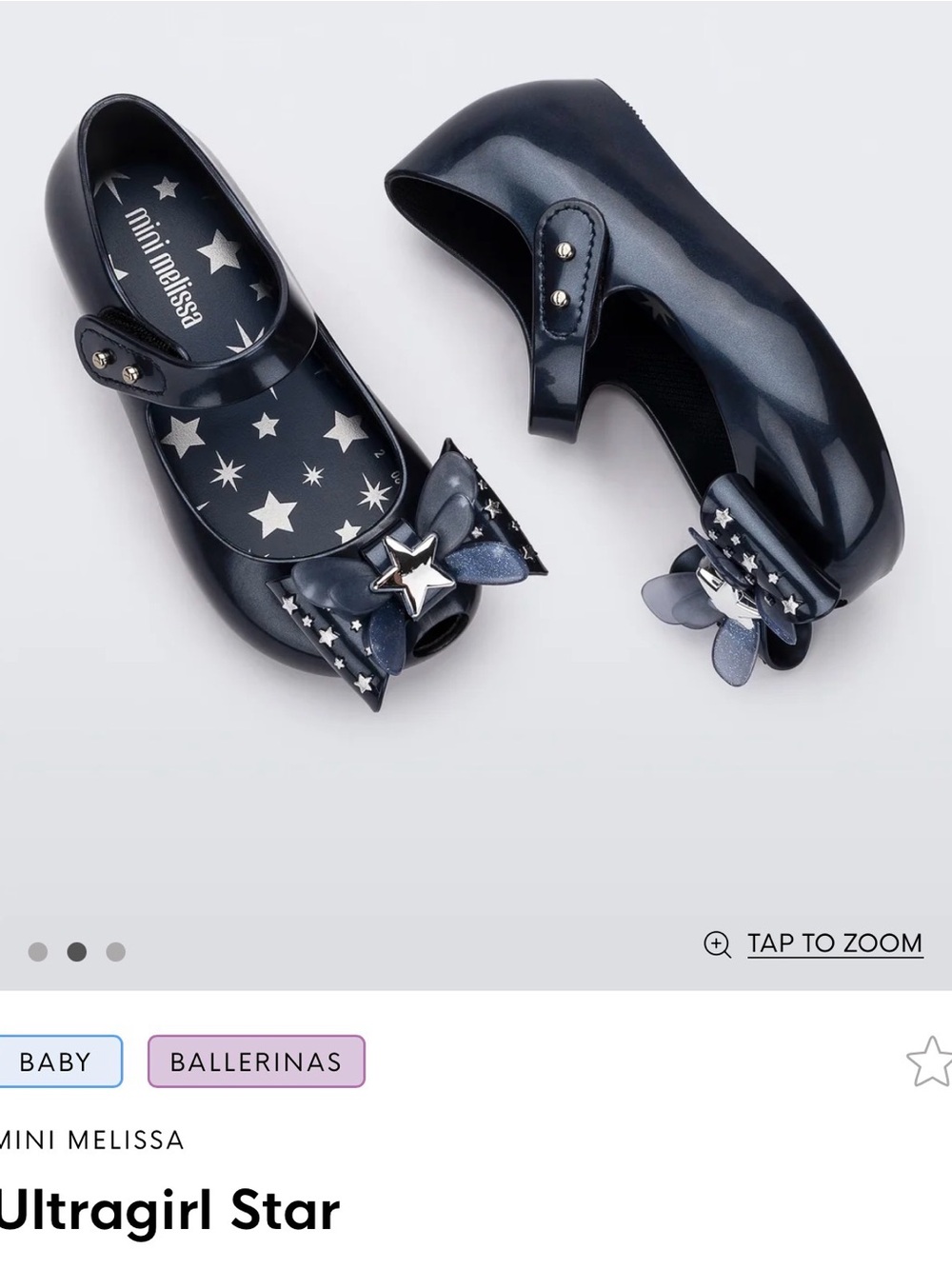 Mini Melissa Ultragirl Star Kids Ballerina Shoes - Navy Blue